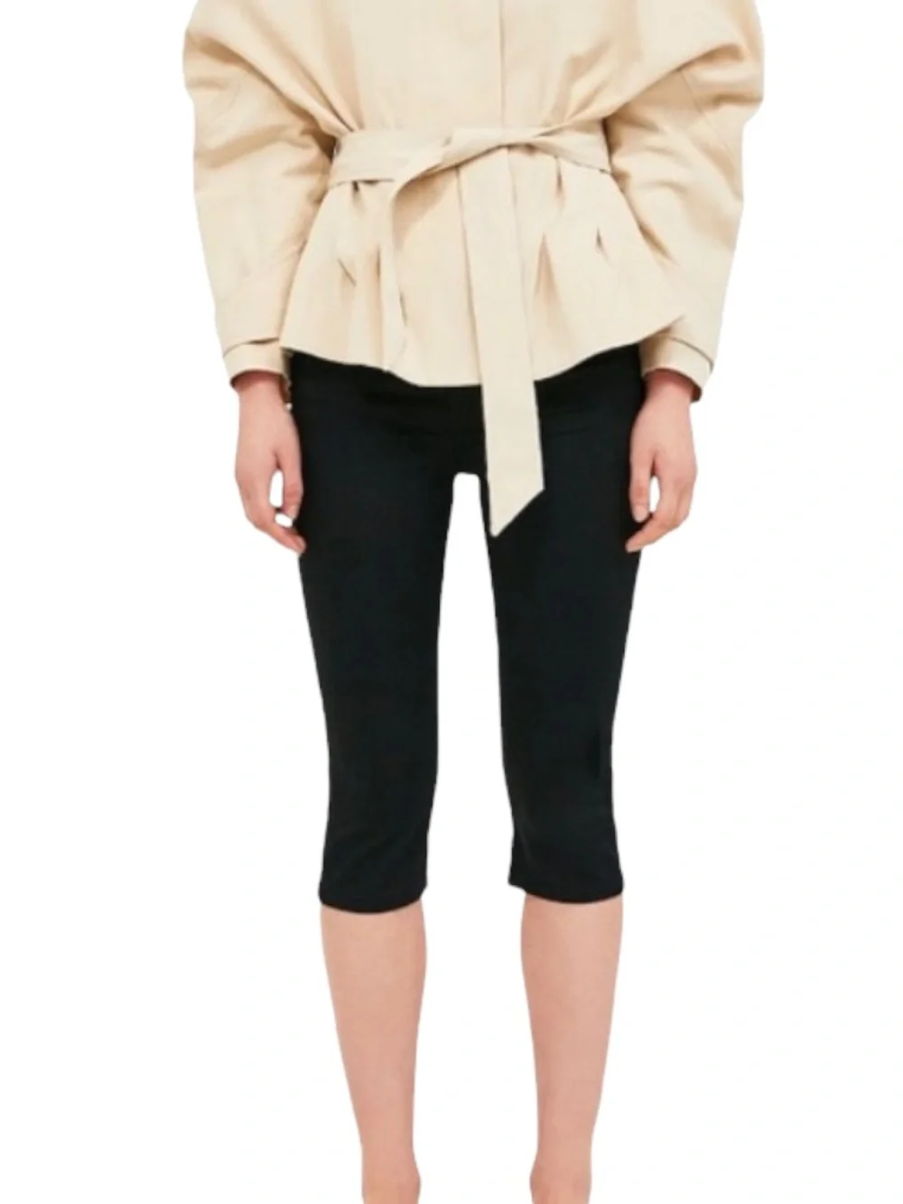 Zara Woman Black Stretch Capri Pants Cropped Slim Fit Size 4 - Picture 9 of 11